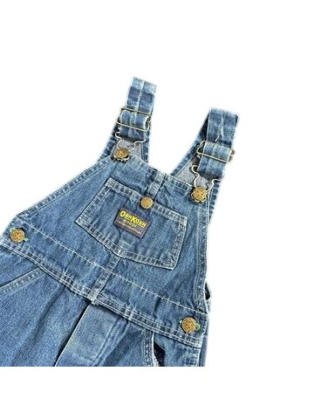 Vintage OSHKOSH B GOSH Bib Overalls Toddler Size 4 Blue Denim Vestbak Snap - Picture 2 of 10